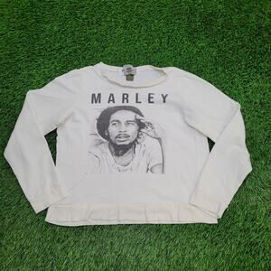 Bob-Marley Cropped Sweatshirt Women Large 20x21 Reggae White